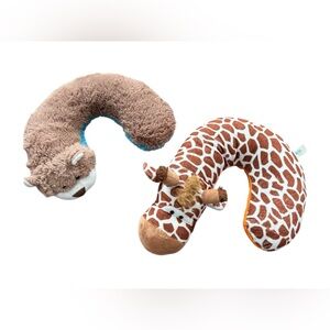 Cuddly Travel Companions: Brown Bear & Giraffe Neck Pillows